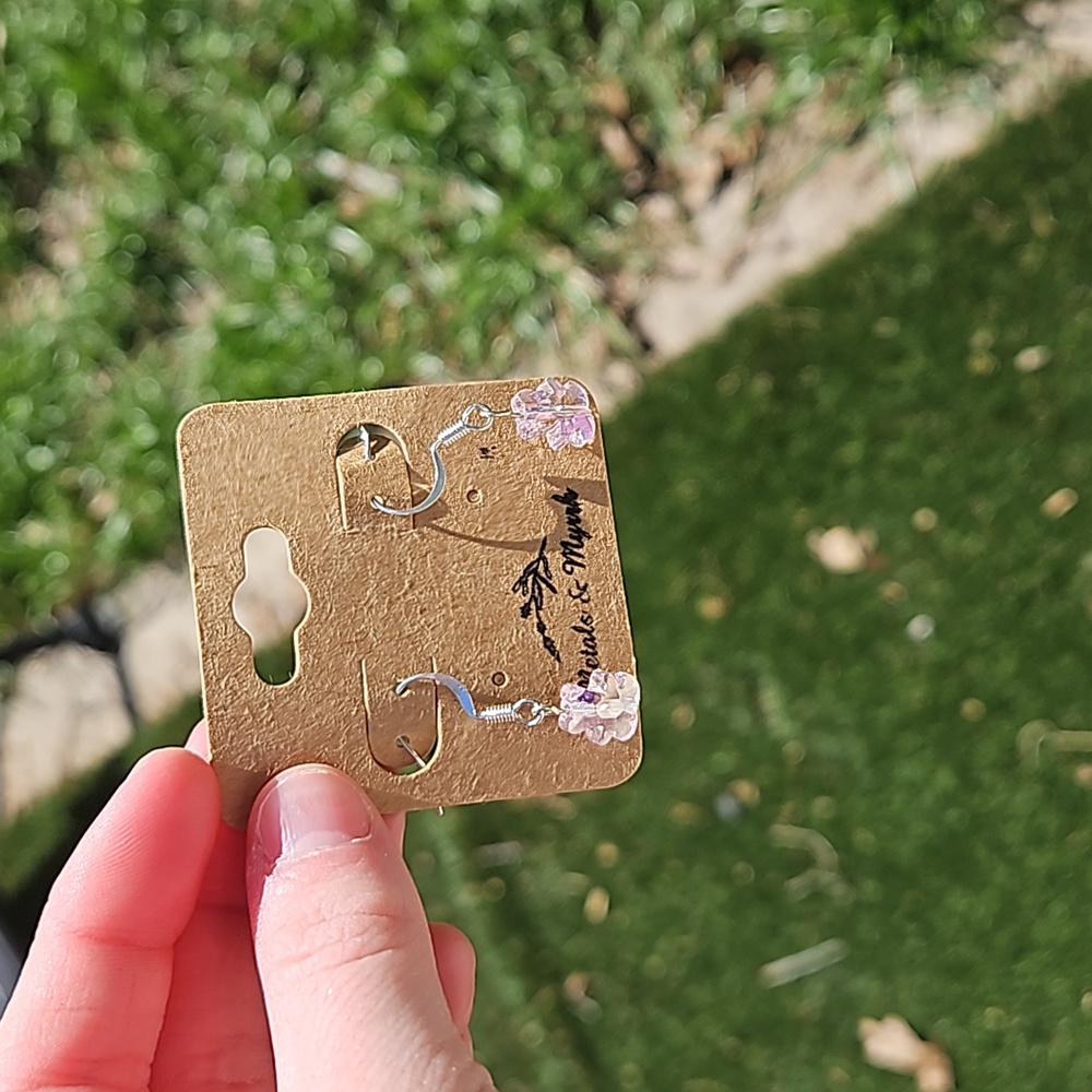 Sliver plated Pink bear earrings gift for mom or anyone